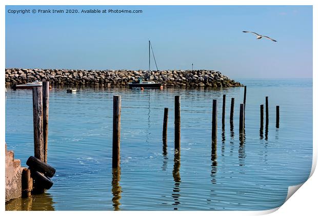 The quiet harbour of Rhos-on-Sea. Print by Frank Irwin