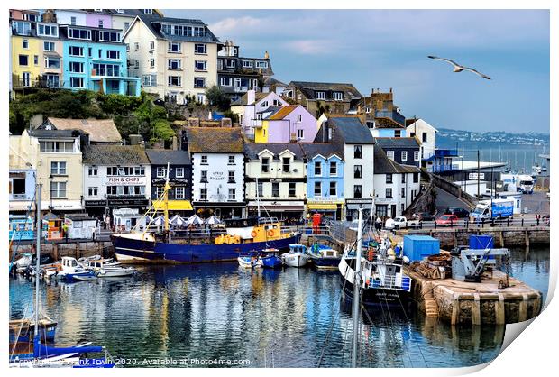 Busy Brixham Harbour Print by Frank Irwin