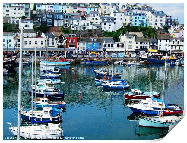 Busy Brixham Harbour Print by Frank Irwin