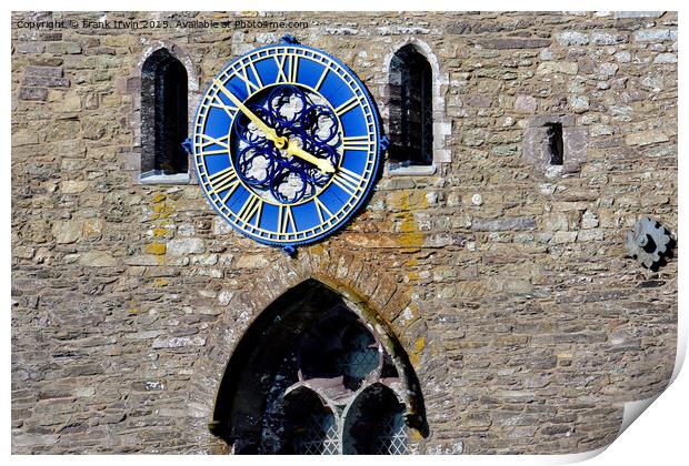 St Davids cathedral clock Print by Frank Irwin