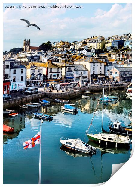 Busy Brixham Harbour Print by Frank Irwin