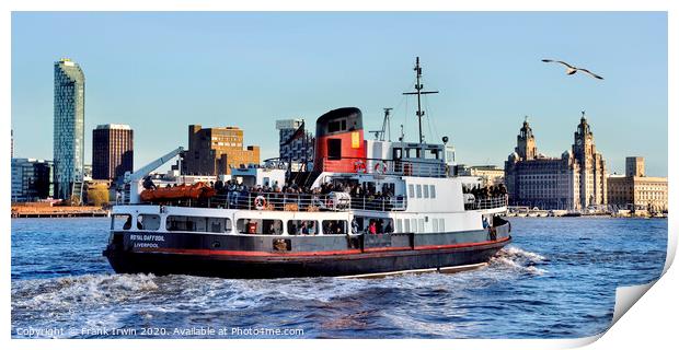 Mersey Ferryboat Royal Daffodil on The River Mersey Print by Frank Irwin