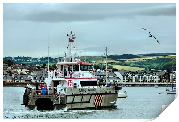 Wind farm transfer vessels Print by Frank Irwin