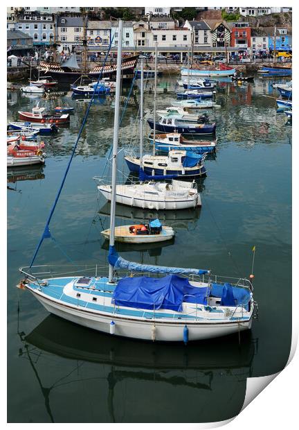 Ranks of leisure craft meet the Golden Hind. Print by Frank Irwin