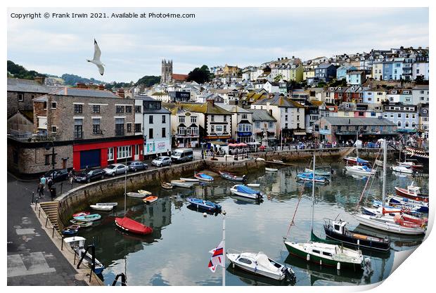 Brixham's busy harbour (Town end) Print by Frank Irwin