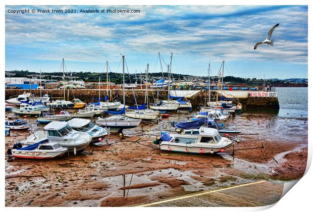 Tide out by harbour entrance Print by Frank Irwin