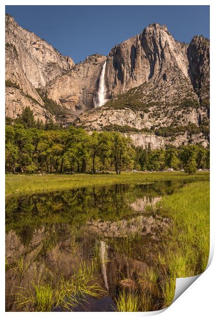 Upper Yosemite Falls Reflection Print by Gareth Burge Photography