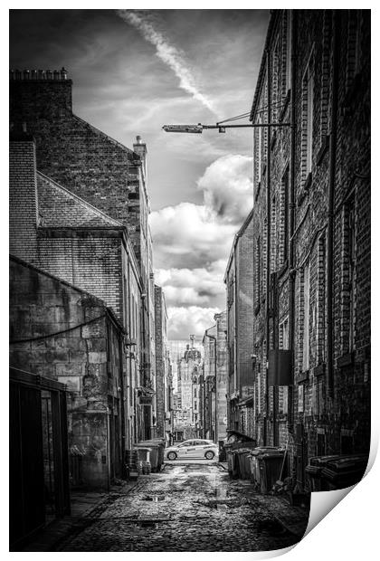 Glasgow Alley (mono) Print by Gareth Burge Photography