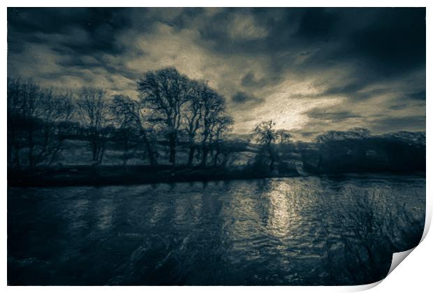 Moonlit River Print by Gareth Burge Photography
