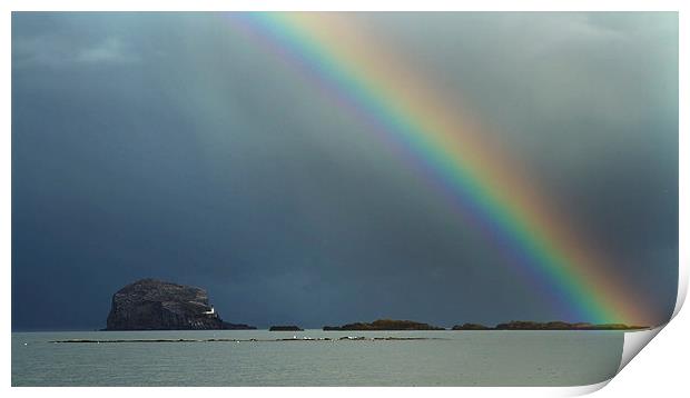  Rainbow over Bass Rock Print by Sue Dudley