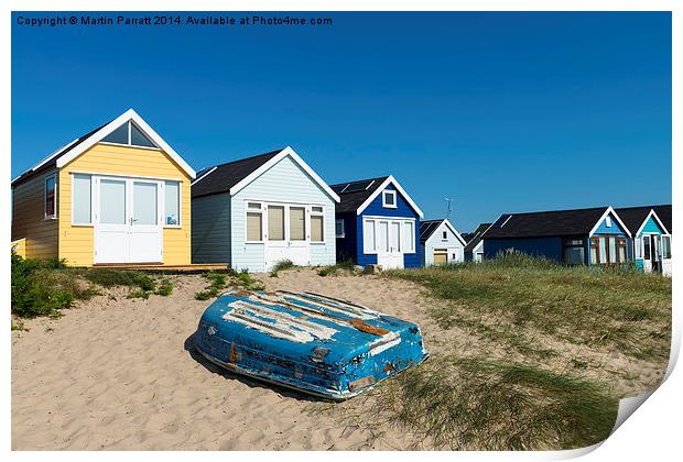 Hengistbury Head Beach Huts Print by Martin Parratt