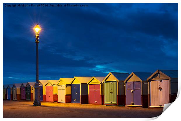 Hove Beach Huts at Night Print by Martin Parratt