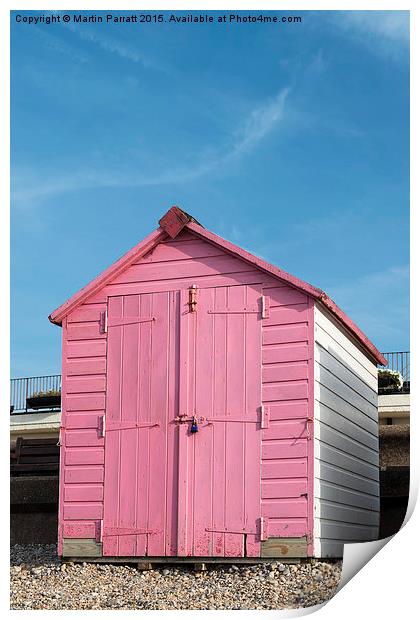 Pink Beach Hut Print by Martin Parratt