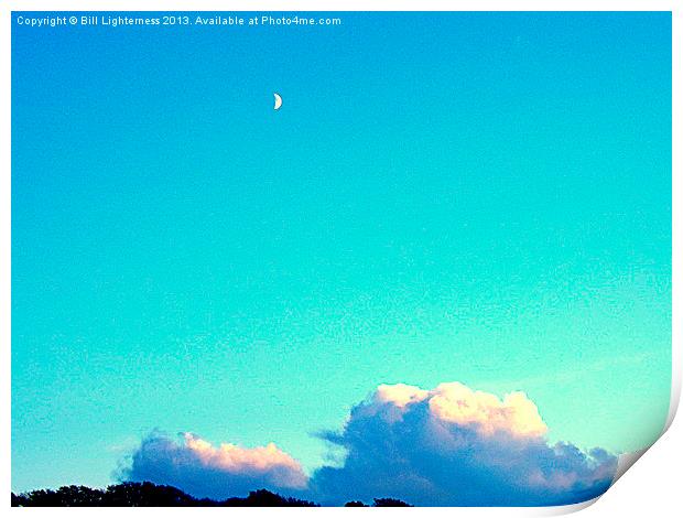 The moon and the blue sky Print by Bill Lighterness
