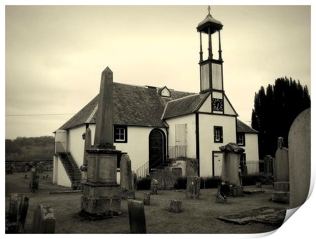 Dalserf Kirk and Graveyard Print by Bill Lighterness