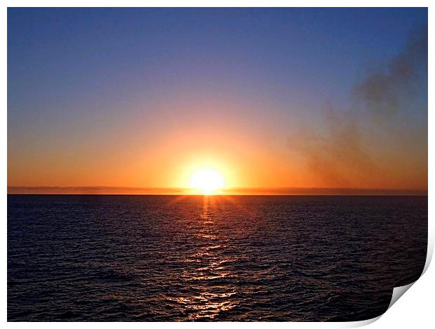 Sunset , Sea and Smoke Print by Bill Lighterness