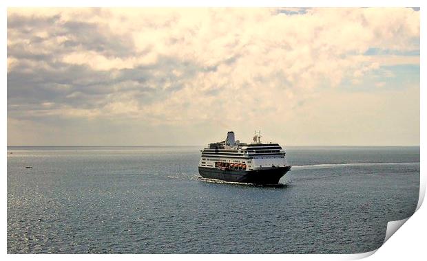 Cruise Ship , Ocean and Clouds Print by Bill Lighterness