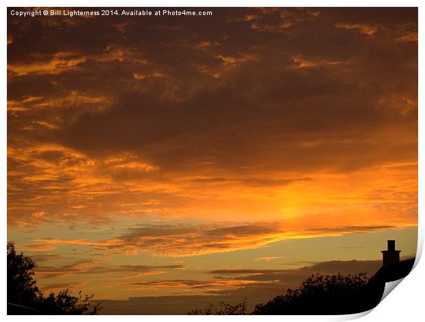  Sunset Through Dark Clouds Print by Bill Lighterness