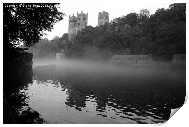 Misty Durham Cathedral Print by Glenn Potts
