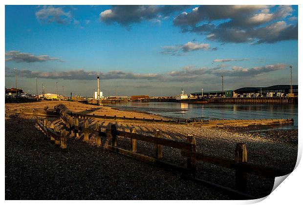 Shoreham Harbour Basin at dusk Print by Peter McCormack