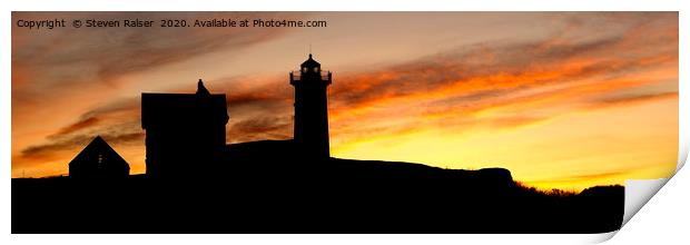 Nubble Lighthouse Silhouette Print by Steven Ralser