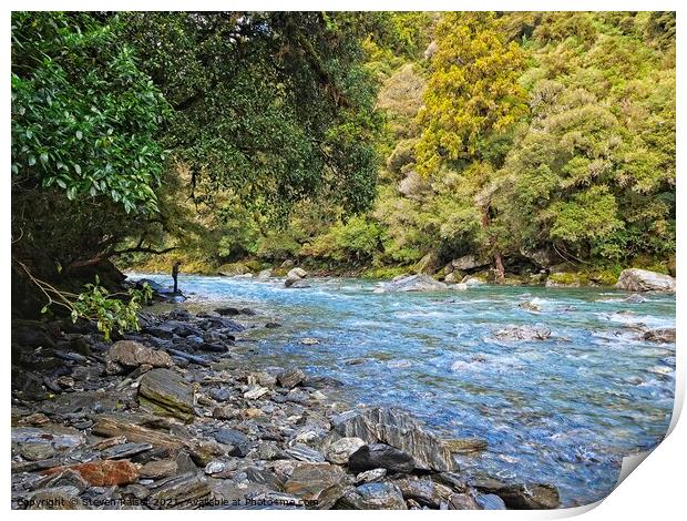 Haast River, South Island, New Zealand Print by Steven Ralser