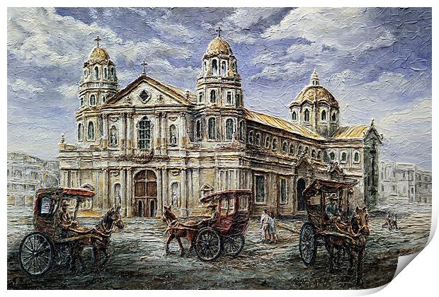 Quiapo Church 1900s Print by Joey Agbayani