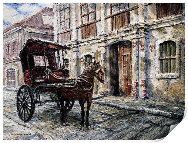 Red Carriage Print by Joey Agbayani