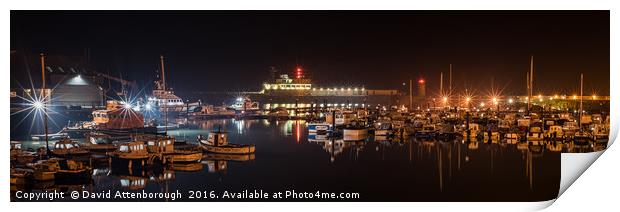 Ramsgate Outer Marina At Night Print by David Attenborough