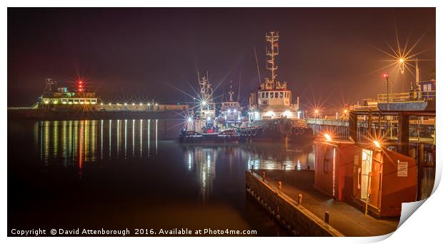 Work Boats In Ramsgate Royal Harbour Print by David Attenborough