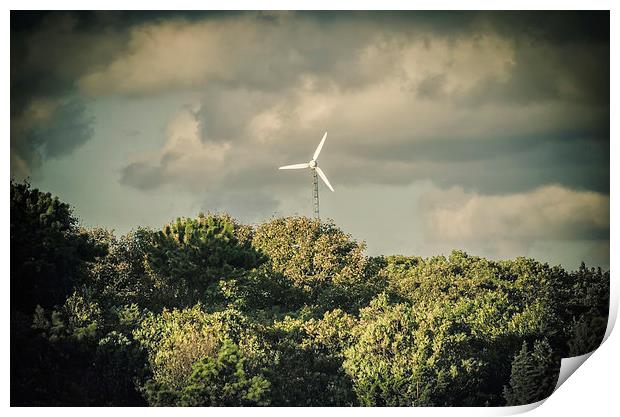 Green energy funky wind turbine Cape Cod Print by Marianne Campolongo