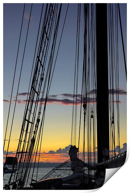 San Diego Sunset and Sailboat on the Waterfront Print by Marianne Campolongo
