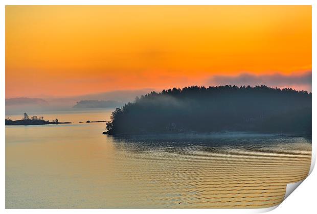 Dramatic sunrise on the Baltic Sea amid the island Print by Marianne Campolongo