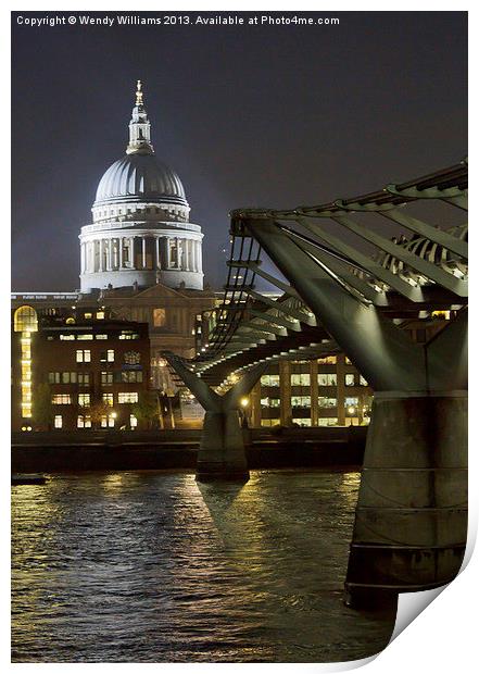 St Pauls at Night Print by Wendy Williams CPAGB