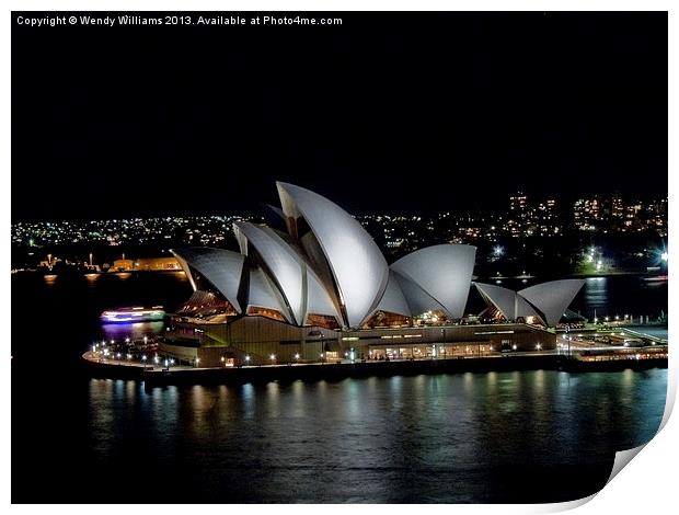 Sydney Opera House by Night Print by Wendy Williams CPAGB