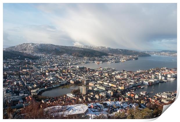 Looking Down on Bergen, Norway Print by Wendy Williams CPAGB
