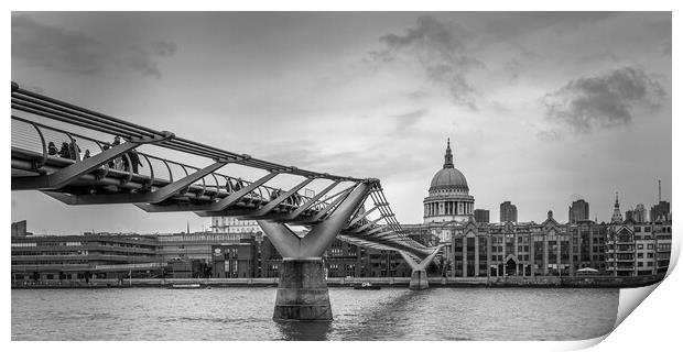 Millennium Bridge and St Pauls Cathedral Print by Wendy Williams CPAGB