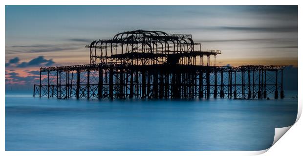 Evening Light on West Pier Brighton Print by Wendy Williams CPAGB