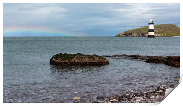 Majestic Rainbow over Penmon Lighthouse Print by Wendy Williams CPAGB