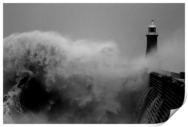  Tynemouth Wave Clash (Mono) Print by Col Cooper