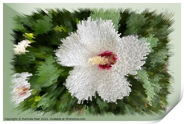 White flower puzzle Print by Marinela Feier