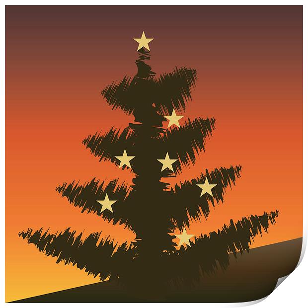 Christmas tree in the evening light Print by Marinela Feier