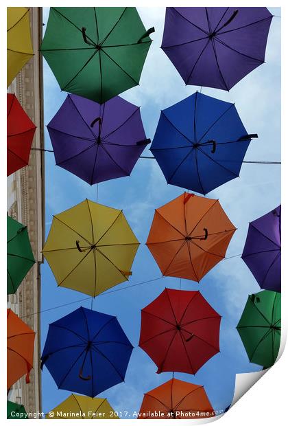 Colorful umbrellas Print by Marinela Feier