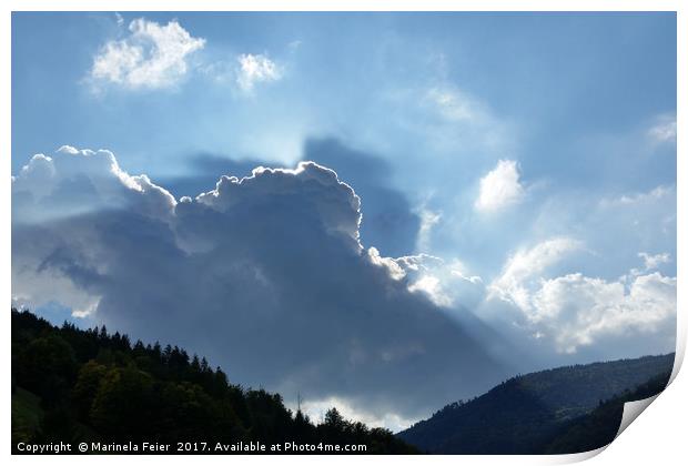 rays and clouds Print by Marinela Feier