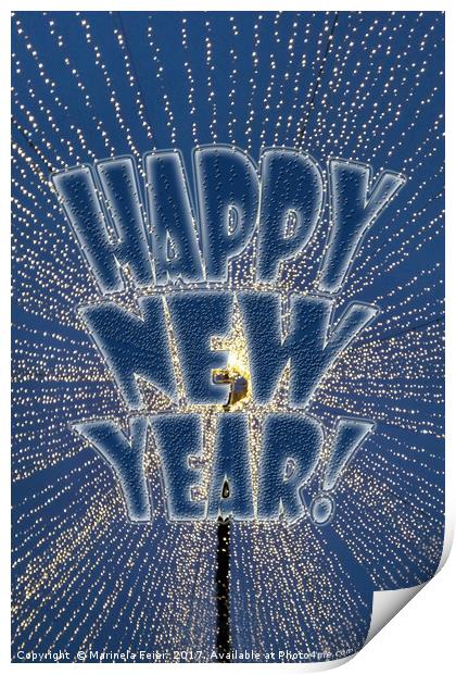 New Year's Lights Print by Marinela Feier