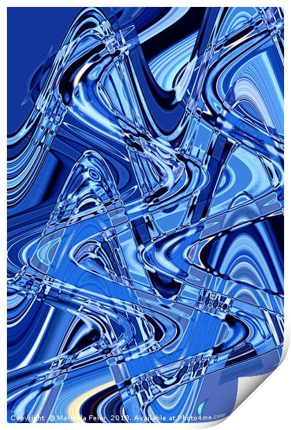 waves of roads in blue Print by Marinela Feier