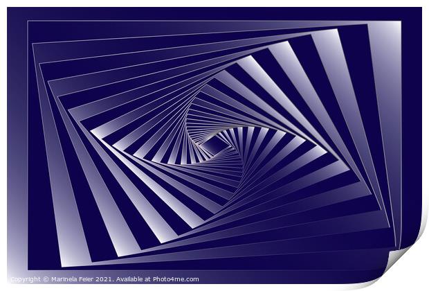 blue zebra geometry Print by Marinela Feier