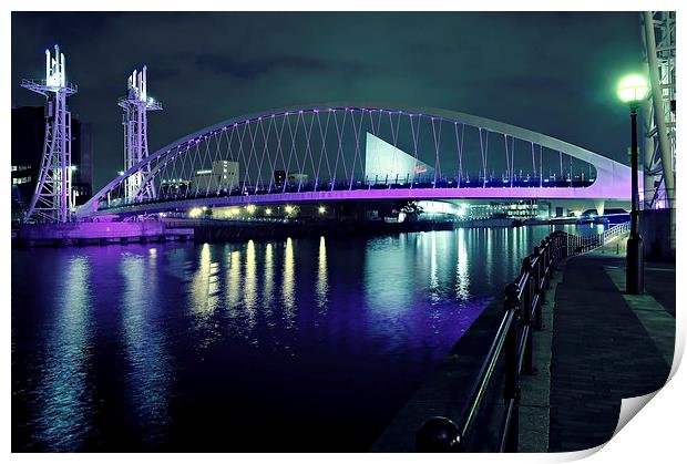 The Lowry Bridge is violet Print by leonard alexander