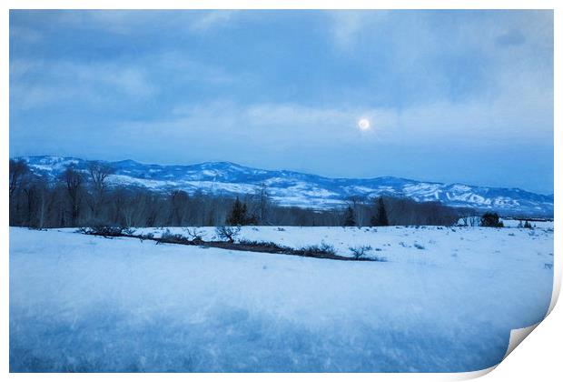 Full Moon Over a Field of Snow Print by Belinda Greb