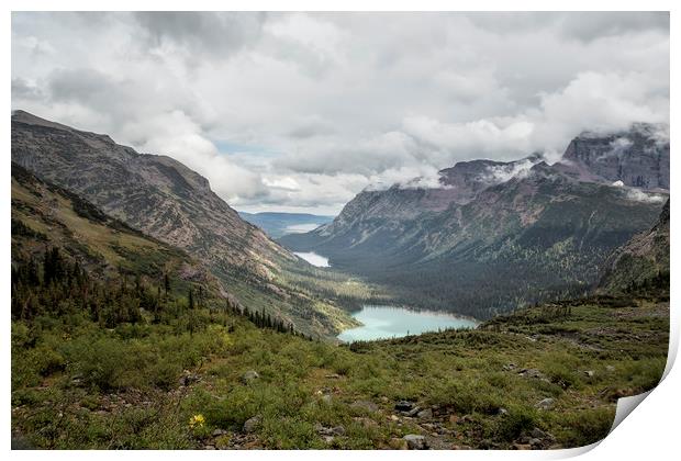Three Lakes Viewed from Grinnell Glacier Print by Belinda Greb